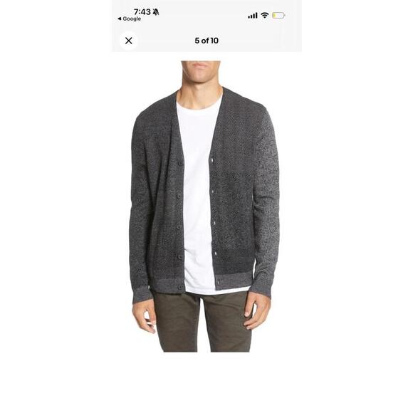 John Varvatos Alpaca/Wool/Silk Men's Herringbone Cardigan - small defect sz M